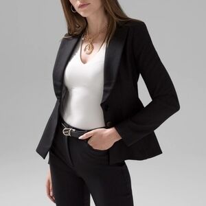 NWT WHBM Signature 2-Button Blazer Comfort Stretch Suit Jacket in Black Size 10